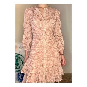 🩰 NWOT Shoshanna Women’s Long-Sleeve Printed Eyelet Button-Down Sheath Dress 🩰